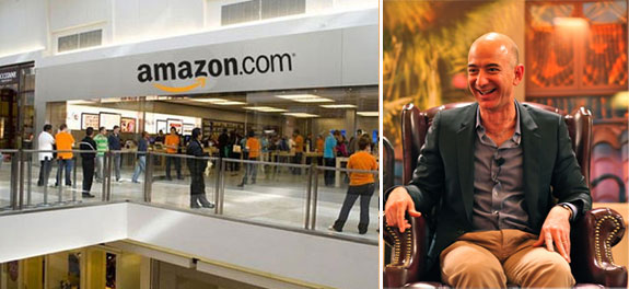 An Amazon store and Jeff Bezos at the ENCORE awards (image credit: Steve Jurvetson via Wiki Commons)