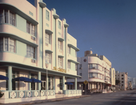 A historical photo of the Carlyle and Cardozo hotels on Ocean Drive in Miami Beach. (Photo courtesy of Miami Design Preservation League)