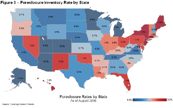 Map of foreclosure inventory by state
