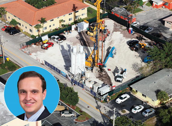 Group P6 is building 327 Royal Palm, a 25-unit boutique condominium tower in Boca Raton, with fi nancing from Banesco. Inset: Ignacio Diaz, general manager of Group P6.