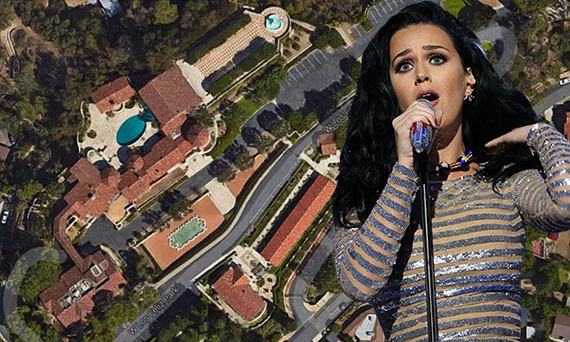 Katy Perry and her Los Feliz convent (Credit: Getty, Google Earth)