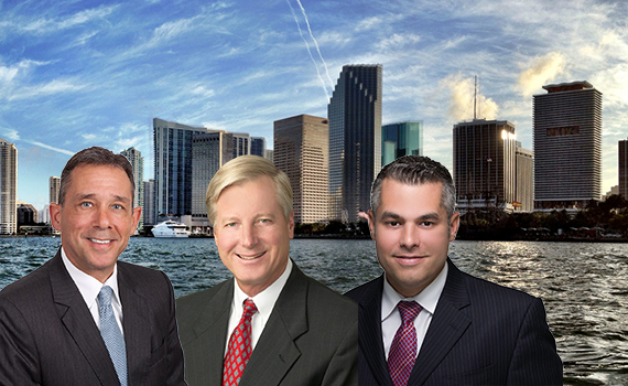 Ken Krasnow, Pike Rowley and Jorge Guerra on Miami skyline