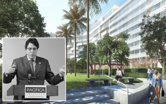 Beverly Hills Mayor John Mirisch and a rendering of One Beverly Hills (Credit: Pacifica Institute, Wanda Group)