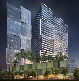 A rendering of One West Palm, an 830,000-square-foot, mixed-use development project