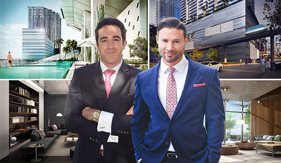 Renderings of Brickell City Centre's Reach and Rise and Sam Sayegh, left and Marc Hameroff