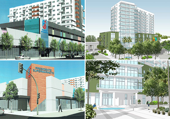 Clockwise from left: renderings of Eight and First, Cassa Grove, and Eight and First