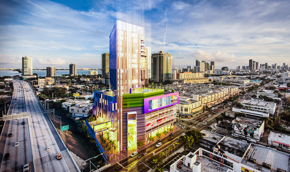 A rendering of the 296-room Triptych, which developer HES is building in Downtown Miami’s Design District.
