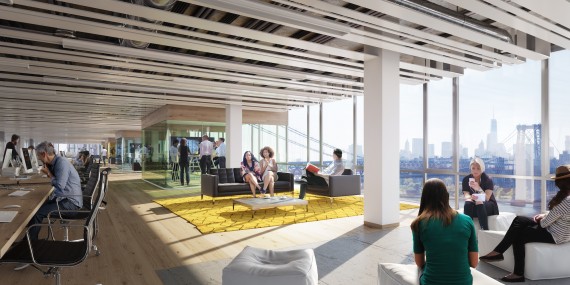 Rendering ofhe Domino Sugar Factory office space (credit: Two Trees)