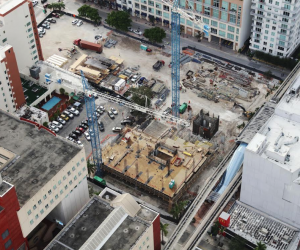 Aerial view of the Vice construction site in downtown Miami