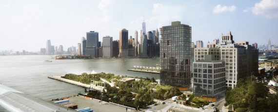 Rendering of the two towers at Pier 6 in Brooklyn Bridge Park (credit: ODA)