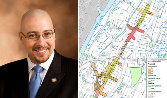 Gustavo Rivera and the proposed new zoning for Jerome Avenue (credit: DCP)