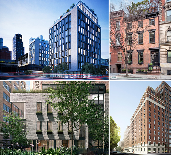Clockwise from left: 505 West 19th Street, 149 West 10th Street, 160 West 12th Street and 421 Hudson Street