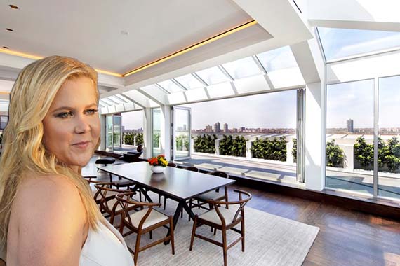 Amy Schumer (credit: Getty Images) and 190 Riverside Drive