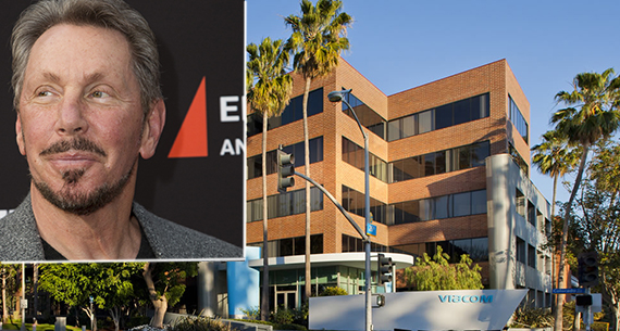 The property at 2700 Colorado Avenue (2700Colorado.com) and Oracle chairman and founder Larry Ellison (Getty)