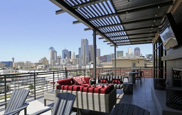 View of downtown Dallas from the Alta Farmers Market apartments (Source: ApartmentHomeLiving.com)