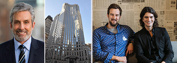 From left: Charles Cohen, 135 East 57th Street, Miguel McKelvey and Adam Neumann