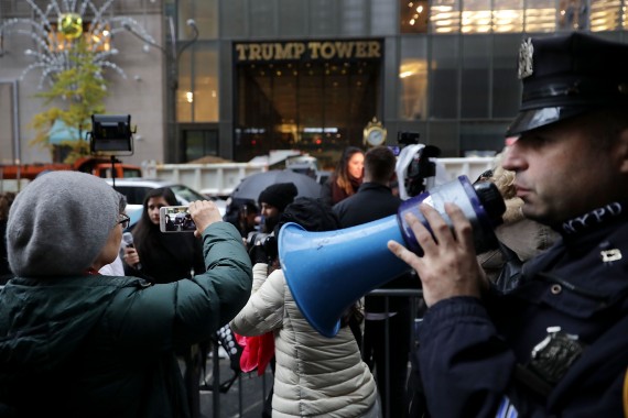 Protesting outside of Trump Tower on Fifth Avenue (credit: Getty Images)