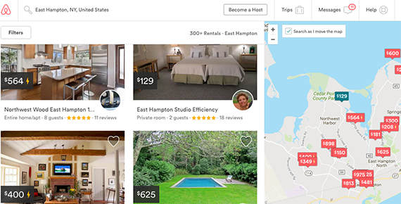 Airbnb interface
