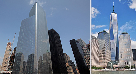 <em>From left: Four World Trade Center and One World Trade Center</em>
