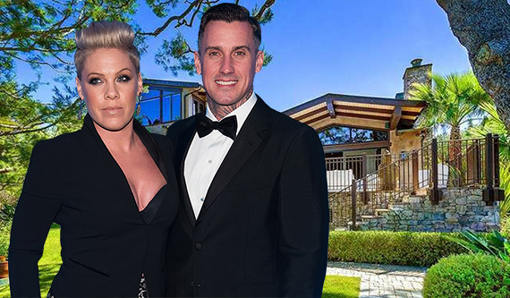 Pink, Carey Hart and their house at 6902 Wildlife Road (Credit: Getty, Zillow)