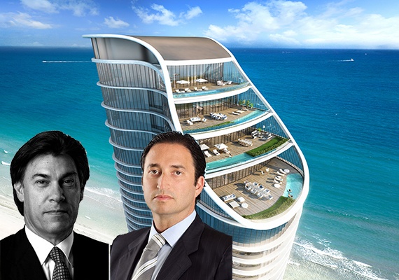 Rendering of Ritz-Carlton Sunny Isles Beach, with Edgardo Defortuna left and Manuel Grosskopf