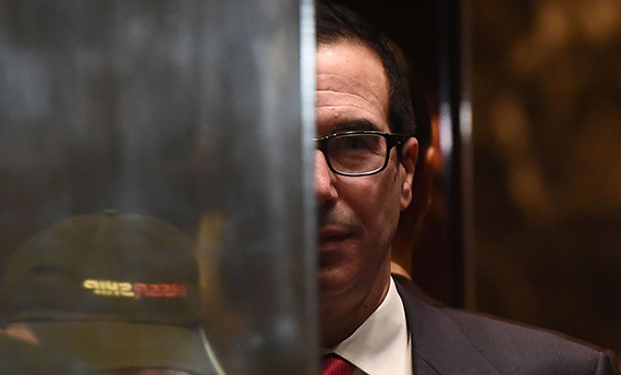 Steven Mnuchin at Trump Tower in New York (Jewel Samad/AFP/Getty Images)