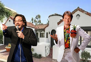 The house at 8420 Cresthill Road (Compass), Marc Maron and Robin Williams (Getty)