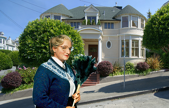 Robin Williams as Mrs. Doubtfire and the Pacific Heights home