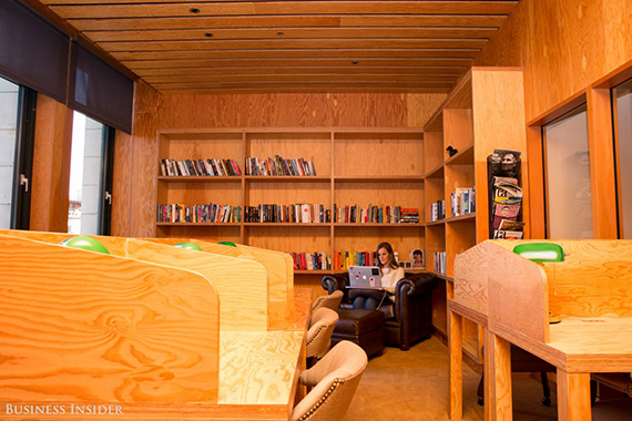 If you're looking for an especially quiet place to escape, the office library offers just that. (credit: Sarah Jacobs via Business Insider) 