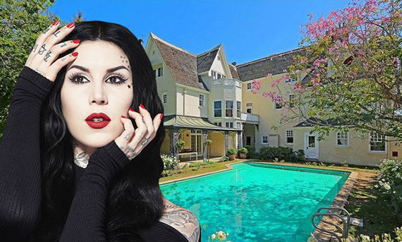 Kat Von D and her new home (credit: Mariano Vivanco via Wikimedia and Zillow)