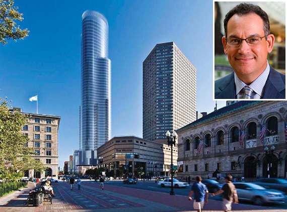 Simon Property Group CEO David Simon and a rendering of the Boston tower