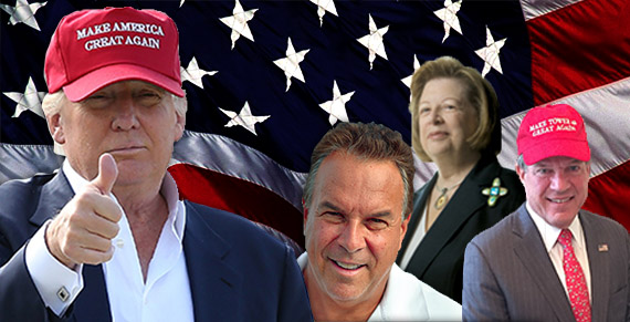 From left: Donald Trump, Jeff Greene, Louise Sunshine and Steven Levy