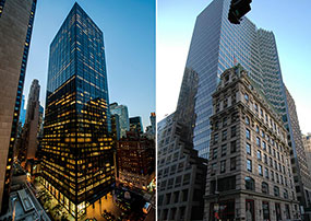 From left: 1345 Sixth Avenue and 452 Fifth Avenue