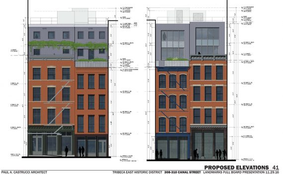 Proposed plans for 310-308 Canal Street (credit: Landmarks Preservation Commission)