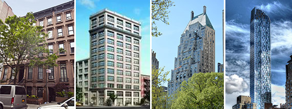 From left: 53 West 71st Street, 147 Waverly Place, 150 Central Park South, and 157 West 57th Street