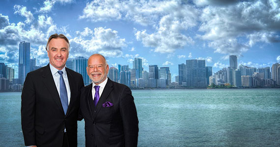 Miami skyline. Inset: ISG principals Craig Studnicky and Philip Spiegelman