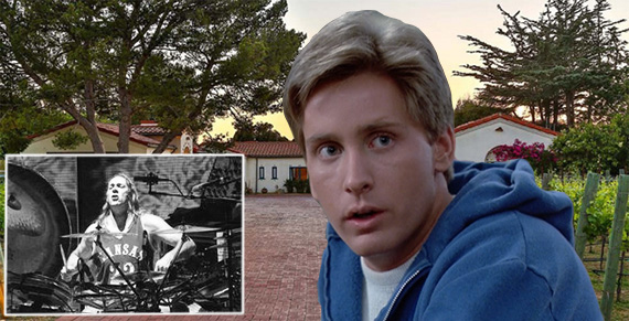 Danny Carey, Emilio Estevez as Andrew in “The Breakfast Club,” and the vineyard on Dume Drive (Credit: Pinterest, Zillow, inset c/o Universal Pictures)
