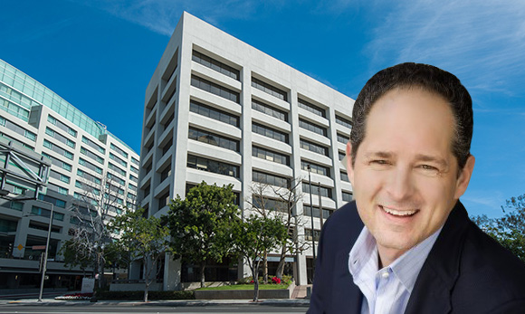 Fuse CEO Michael Schwimmer and the office building at 700 North Central Avenue (Credit: LinkedIn, LoopNet)