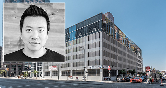 The building at 990 West 8th Street and Honey co-founder and CEO George Ruan (Credit: CBRE, Honey)