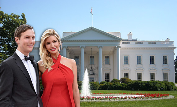 From left: Jared Kushner, Ivanka Trump (credit: Getty Images) and the White House