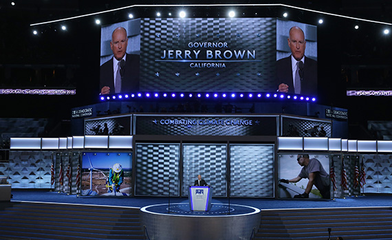 PHILADELPHIA, PA - Governor Jerry Brown speaking at the Democratic National Convention (Alex Wong/Getty Images)