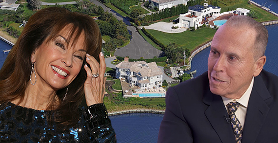From left: Susan Lucci, Robert Olstein and Olstein's new property at 19 Duck Point Road (Credit: Getty, Douglas Elliman, YouTube)