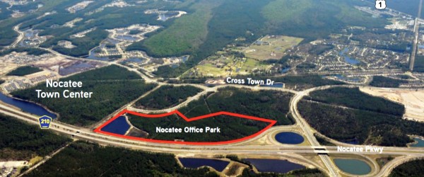 VanTrust Real Estate LLC's office development site in Nocatee (outlined in red)