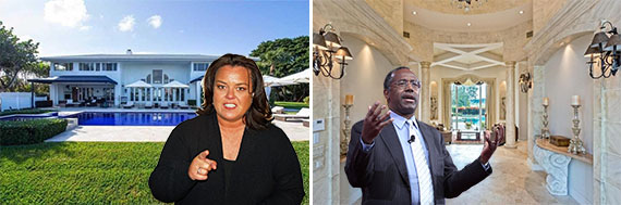 Rosie O'Donnell and her house at 3100 North Flagler Drive, and Ben Carson and his house at10942 Egret Point Lane