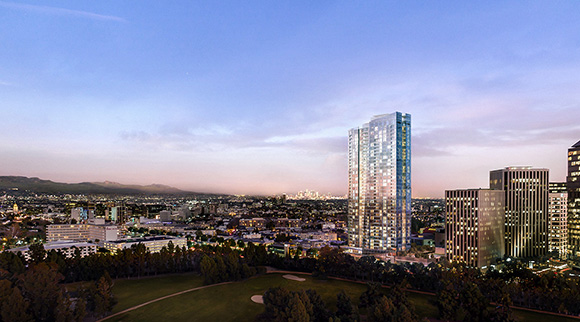 A rendering of Crescent Heights' Ten Thousand apartments at 10000 Santa Monica Boulevard