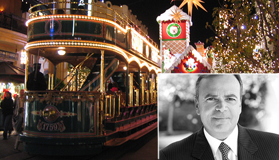 Some of the holiday festivities at the Grove and developer Rick Caruso (credit: Caruso)
