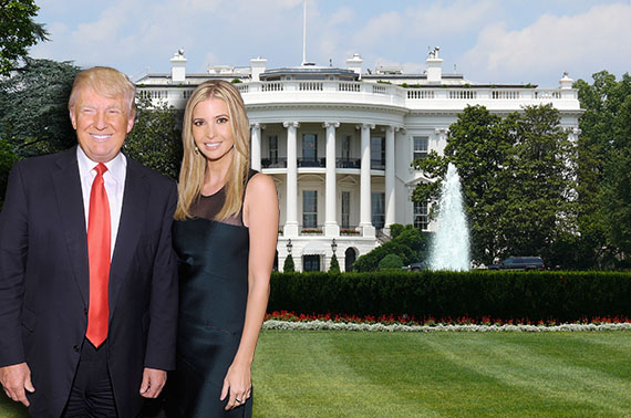 Ivanka and Donald Trump (credit: Getty Images) and the White House