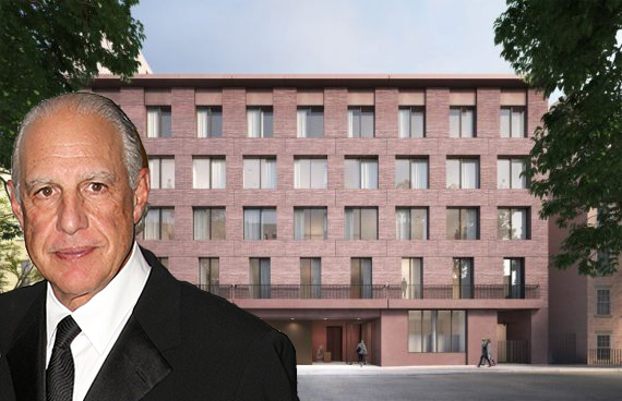 Edward Minskoff and a rendering of 11-19 Jane Street (Credit: Getty Images and Sir David Chipperfield via YIMBY)