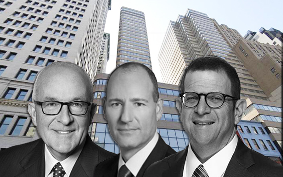 From left: Albert Behler, Chris Schlank, Jordan Slone and 55 Broadway in the Financial District