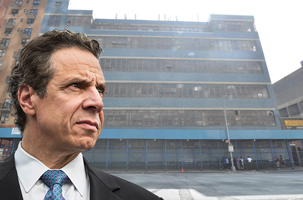 Gov. Andrew Cuomo and 450 West 41st Street (Credit: Getty Images)